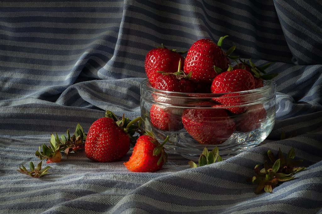 till life with strawberries in a crystal bowl.jpg