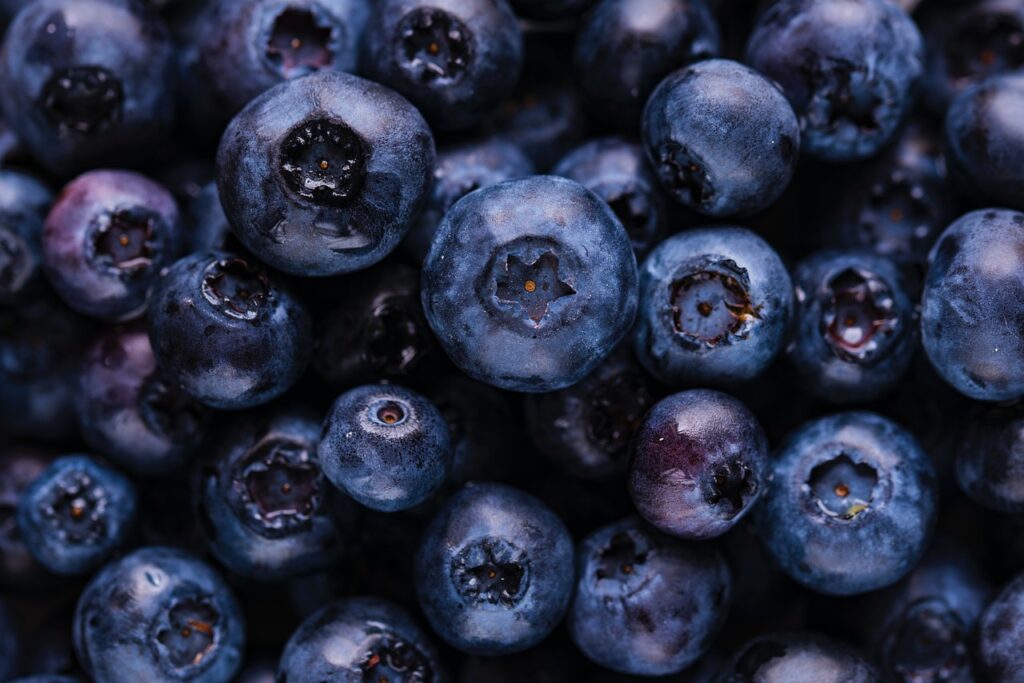 A close-up of blueberries filling the frame