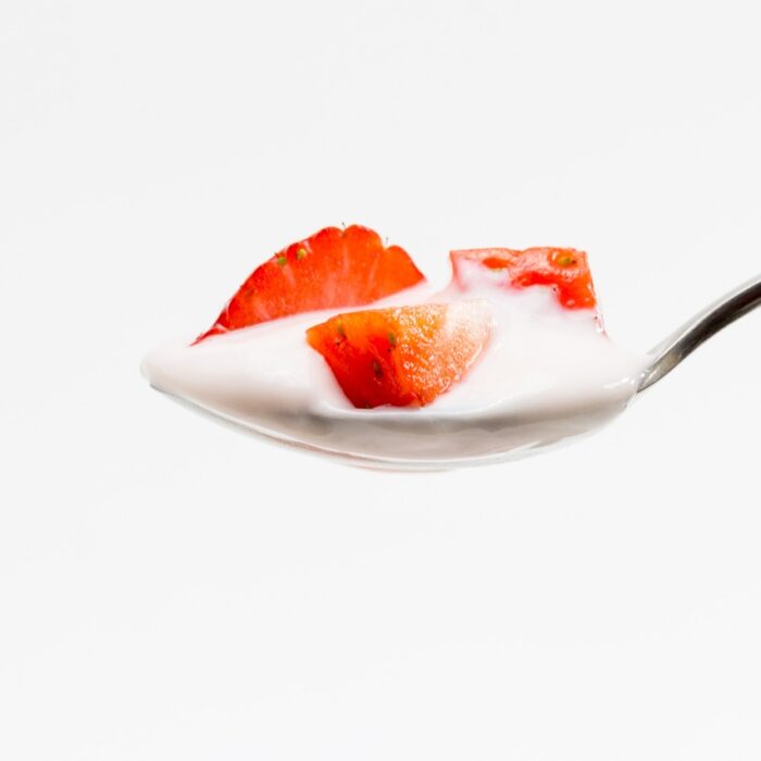 tablespoon of yogurt and strawberry