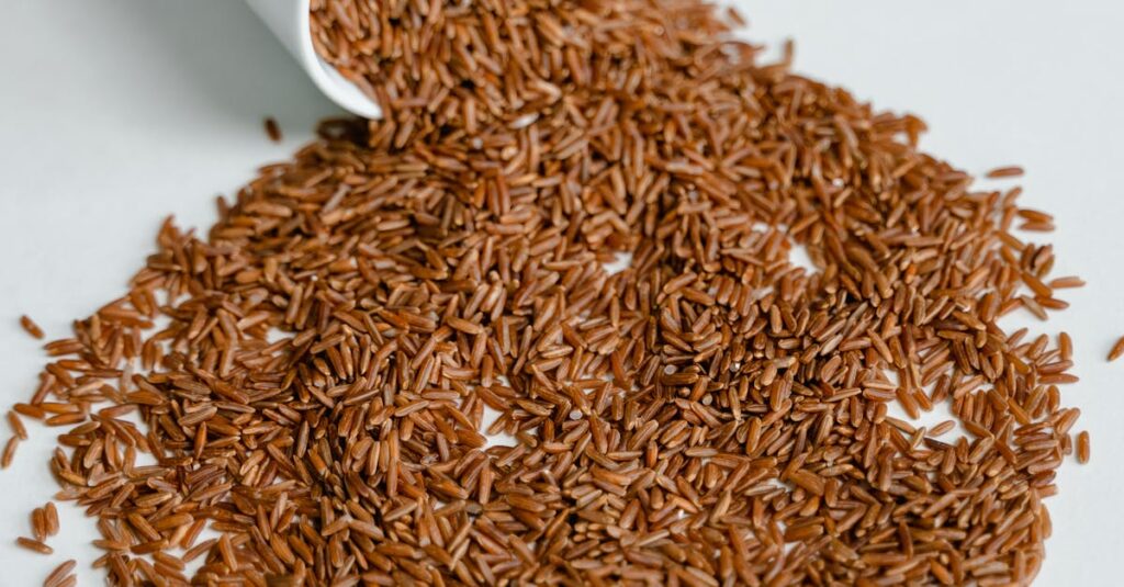 Brown Rice Poured of a Bowl