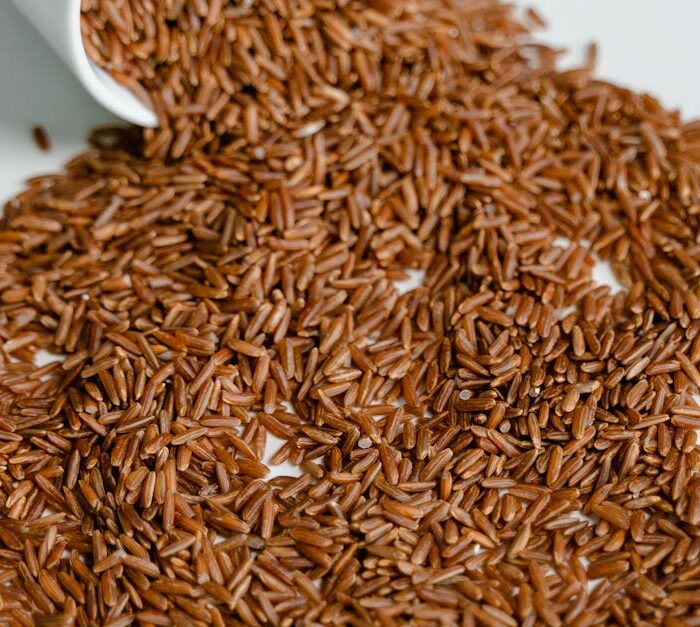 Brown Rice Poured of a Bowl