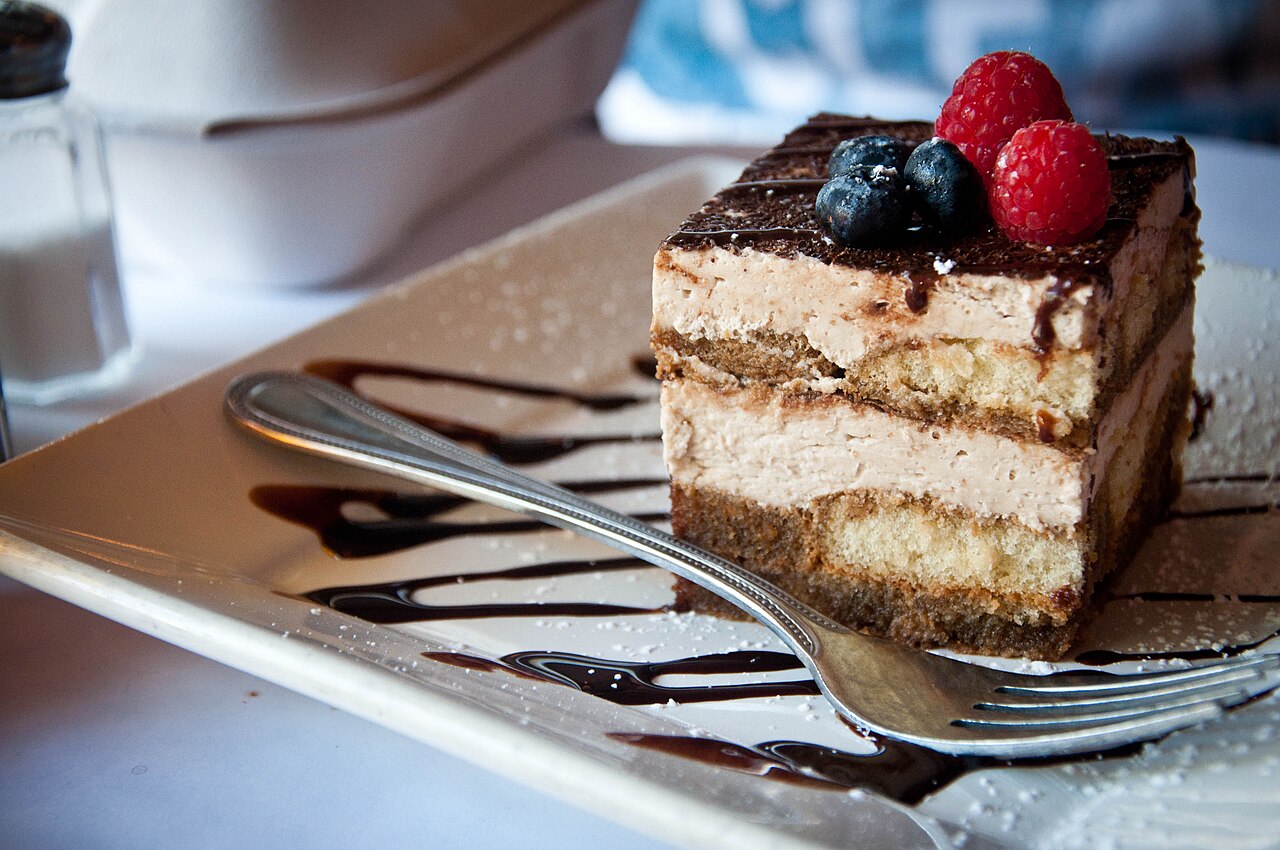 iramisu with blueberries and raspberries, July 2011.jpg